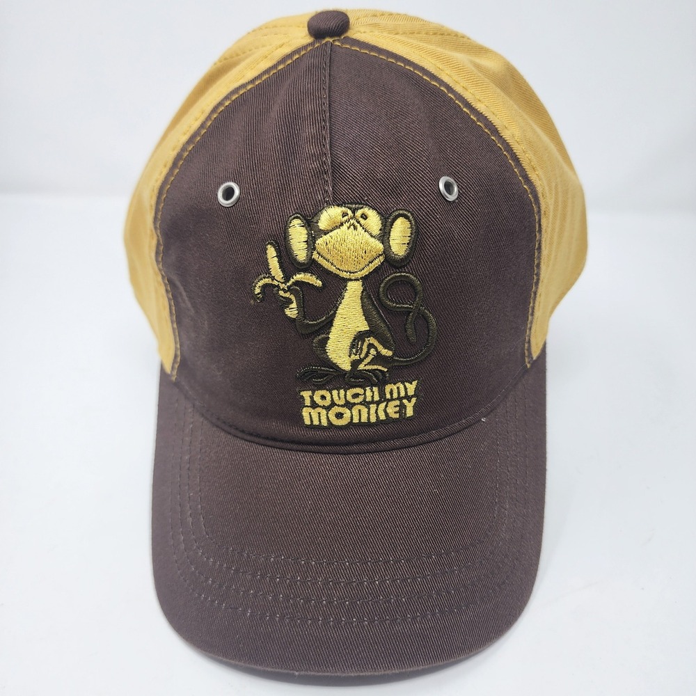 Hyp Hat OSFM Touch My Monkey Graphic Cotton Adjustable Brown Yellow Y2K